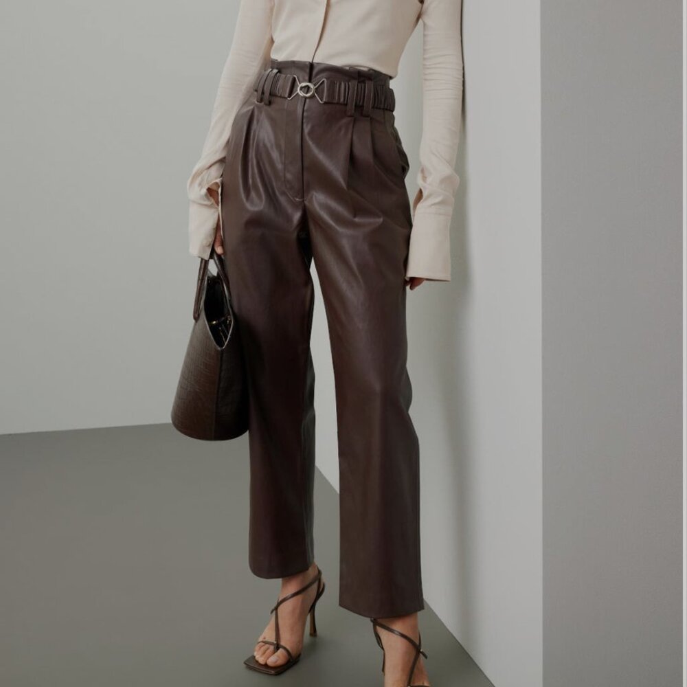 Wide Leg Faux Leather Pants